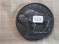 Large Souvenir of Chicago Lucky Nickel by A Baker