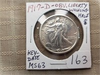 1917D OBV Walking Liberty Half MS63 KEY DATE