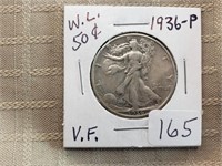 1936P Walking Liberty Half Dollar VF