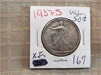 1937S Walking Liberty Half Dollar XF