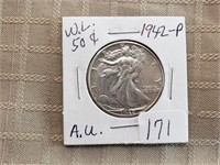 1942P Walking Liberty Half Dollar AU