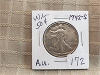1942S Walking Liberty Half Dollar AU