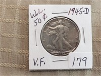 1945D Walking Liberty Half Dollar VF