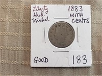 1883 Liberty Head Nickel With Cents G