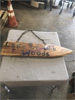 WOOD SIGN, LAKE OF THE WOODS, 9.5 X 42"