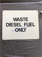 WASTE DIESEL FUEL TIN SIGN, 16 X 20"