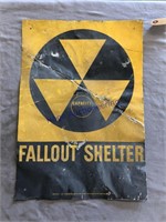 FALLOUT SHELTER TIN SIGN, 14 X 20"