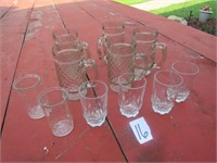 5 GLASS MUGS, 6 JUICE GLASSES