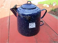 large blue granite cowboy coffee pot