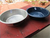 2 DISH PANS ONE W/ LABEL