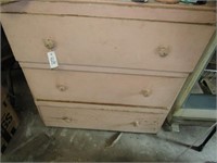 3 DRAWER CHEST W/ PINK PAINT