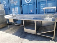10 foot stainless steel counter with hand sink