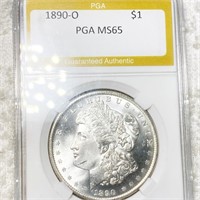 1890-O Morgan Silver Dollar PGA - MS65