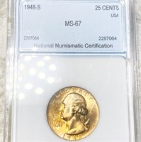 1948-S Washington Silver Quarter NNC - MS67