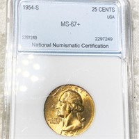 1954-S Washington Silver Quarter NNC - MS67+