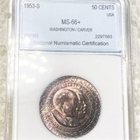 1953-S Washington/Carver Half Dollar NNC - MS66+