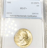 1948 Washington Silver Quarter NNC - MS67+