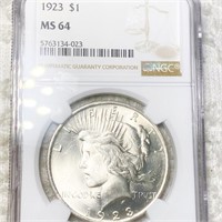 1923 Silver Peace Dollar NGC - MS64
