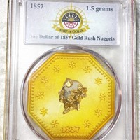 1857 Gold Rush Nuggets 1.5 Grams PCGS - GENUINE