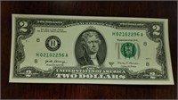 $2 Bill Consecutive Serial Numbers, Uncirculated