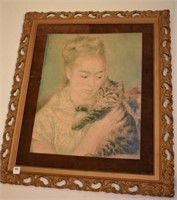 WOMAN AND CAT PRINT