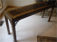 Drexel Walnut Burl Sofa Table, 15x56x26