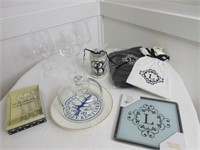 Covered Cheese Plate, Wine Glasses, Monogrammed