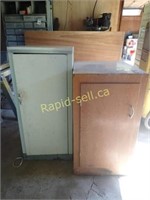 Old Steel Shelf Unit & Plywood Cupboard