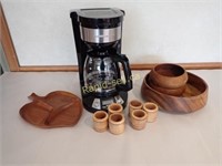 Coffee Maker and Wooden Set