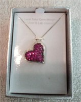 Sterling Silver And Imitation Ruby Necklace (New)