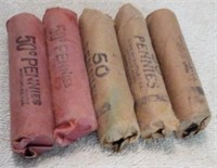 5 Rolls of Unsearched Uncirculated Cents