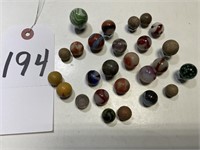 26 Vintage Glass & Clay Marbles