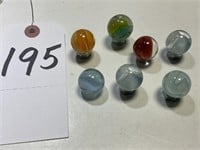 Seven (7) Vintage Glass Shooter Marbles