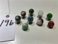 Nine (9) Vintage Glass Shooter Marbles