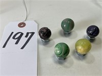 Five (5) Vintage Glass Marbles