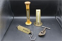 Antique Thermometers, Spring Balance & Nutcracker