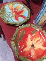 4  flowered dishes