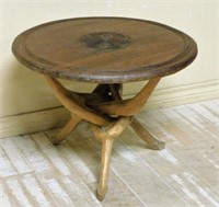European Folding Knotted Wood Side Table.