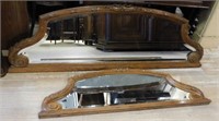 Carved Oak Framed Beveled Mirror Back Splashes.