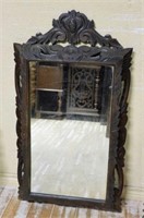 Louis XIII Style Cartouche Crowned Oak Mirror.