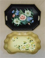 Floral Hand Painted Tole Trays.