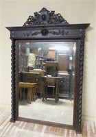 Louis XIII Style Barley Twist Oak Beveled Mirror.