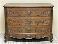 Superb Louis XV Style Bow Front Oak Commode.