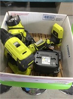 Box lot of Ryobi battery operated tools
