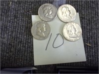 4 Franklin 1/2 dollars 3-1951D, 1-1951S