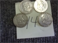 4 Franklin 1/2 dollars 3-1950D, 1-1950