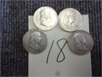 4 Franklin 1/2 dollars 4-1948