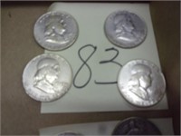 4 Franklin 1/2 dollars 1949