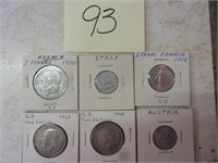 6 foriegn coins