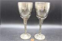 Pair Vintage Godinger Silver Wine Stems